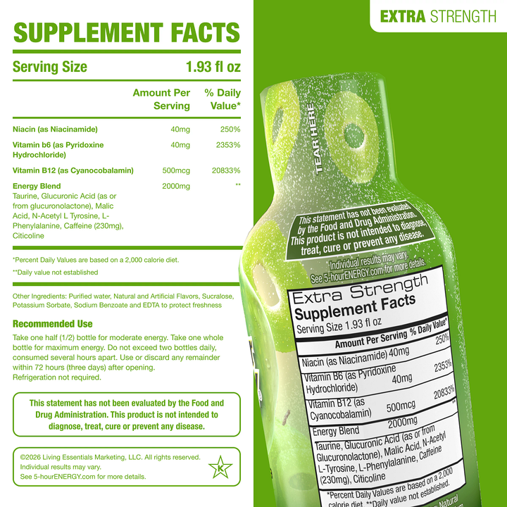 5-hour Energy Sour Apple Flavor Extra Strength 5-hour ENERGY Shots