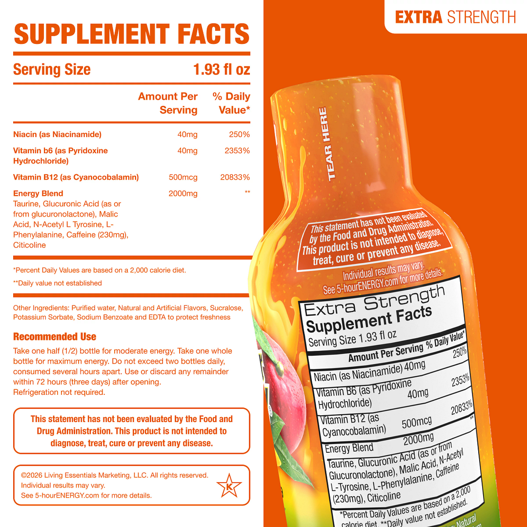 5-hour Energy Peach Mango Flavor Extra Strength 5-hour ENERGY Shots