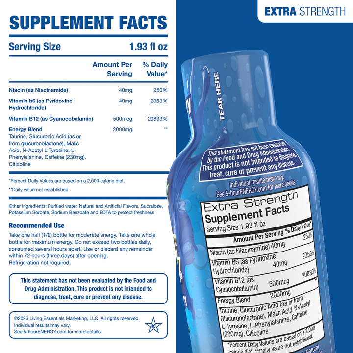 Blue Raspberry Flavor Extra Strength 5-hour ENERGY Shots