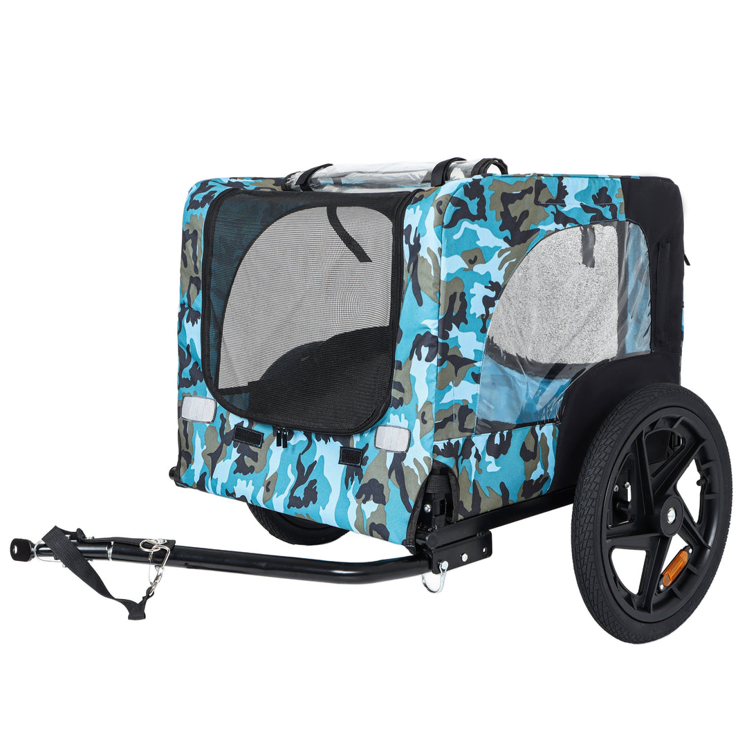 Outdoor Heavy Duty Collapsible Pet Bike Trailer with 16-Inch Wheels