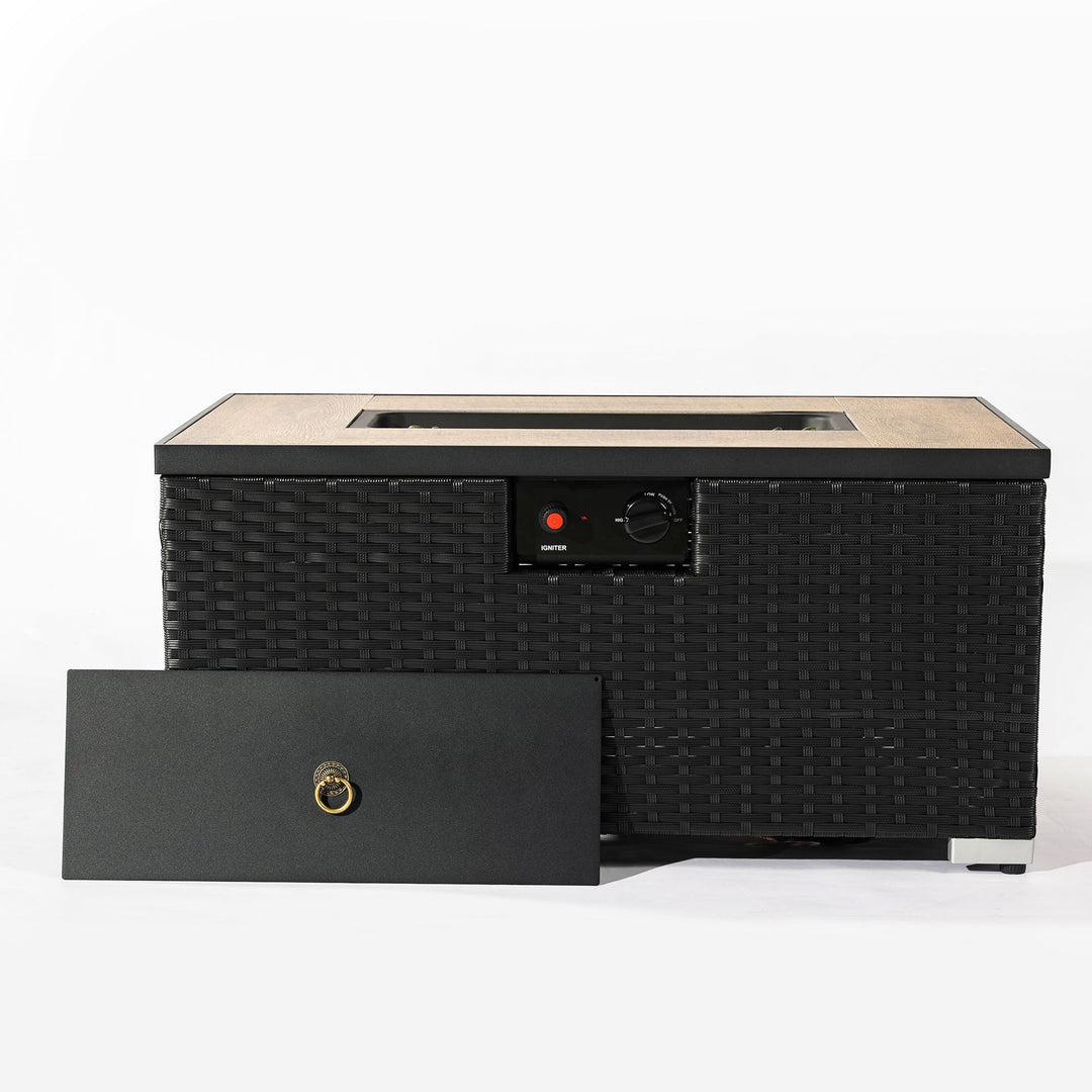 32" Propane Gas Fire Pit Table with Propane Tank Cover - Dark Gray