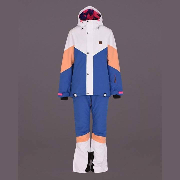 OOSC Clothing 1080 Women's Ski & Snowboard Pant - Pastel Peach, White & Blue