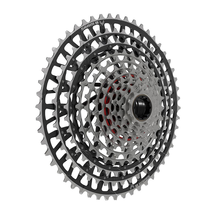 sram xs-1299 xx eagle sl t-type 12 speed: silver/black cassette 10-52t