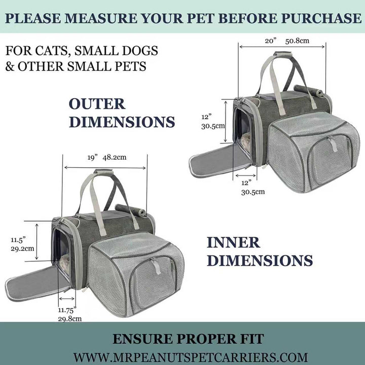 Mr. Peanut's Gold Series Big Apple XL Size Airline Compliant Expandable Pet Carrier