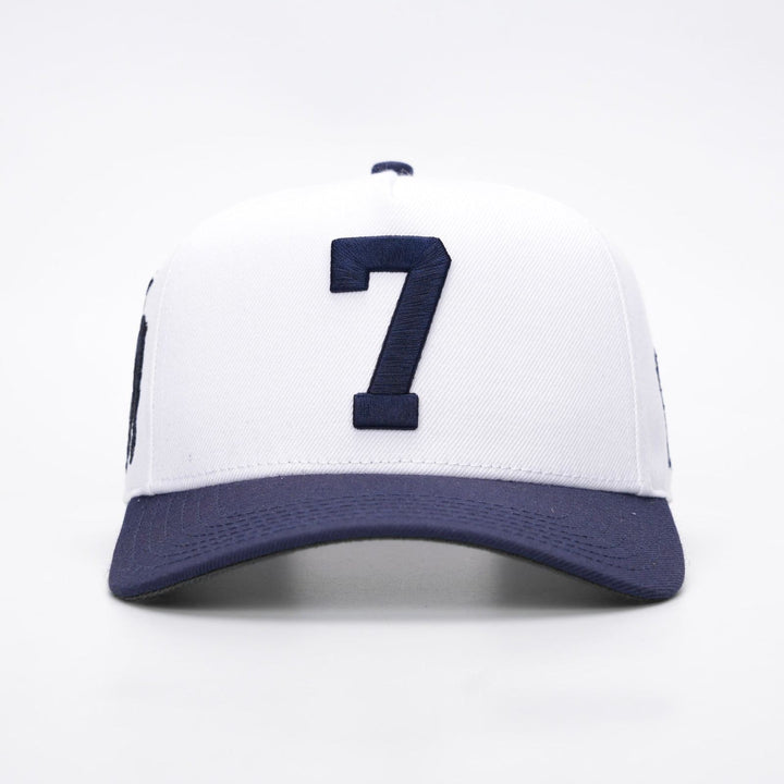 ‘7’ Premium Wool Blend SnapBack - White/Navy