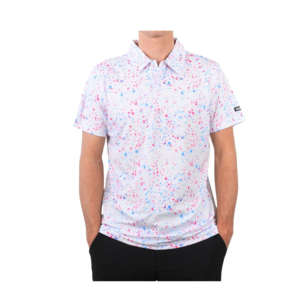 Shank it Golf Paint Splatter Polo White