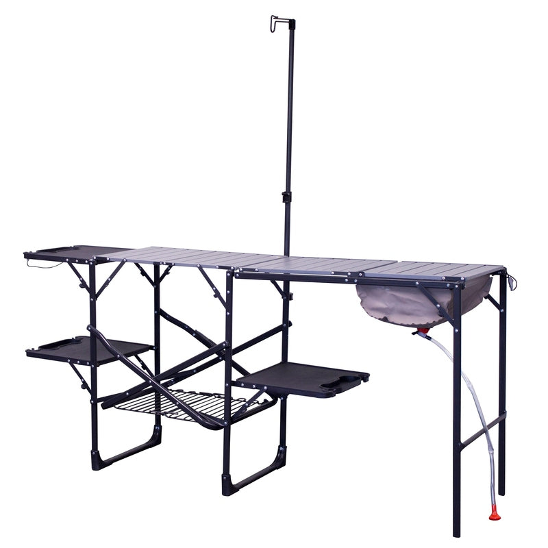 TRAPSKI GCI Outdoor Master Cook Station Portable Camp Kitchen Outdoor Folding Table, Black Chrome