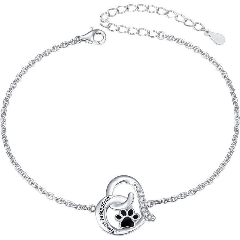 Always in My Heart Paw Print Necklace – Pet Memorial Gift