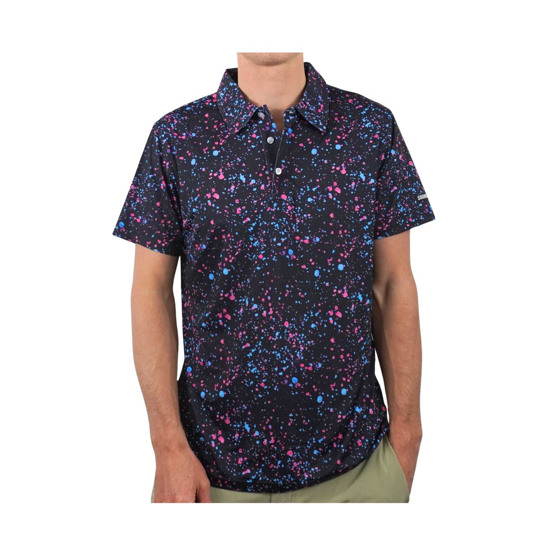 Shank it Golf Paint Splatter Polo Black