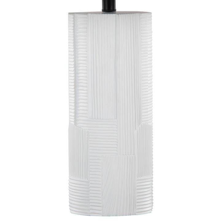 Petra 26" Contemporary Polyresin Table Lamp in Cream and Black - Set of 2