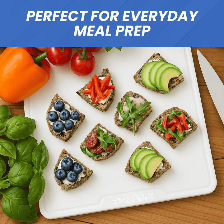 TRAPSKI Premium 1/2 Inch Thick HDPE Cutting Boards | Food-Grade Kitchen Prep Surface | Juice Grooves | Made in the USA