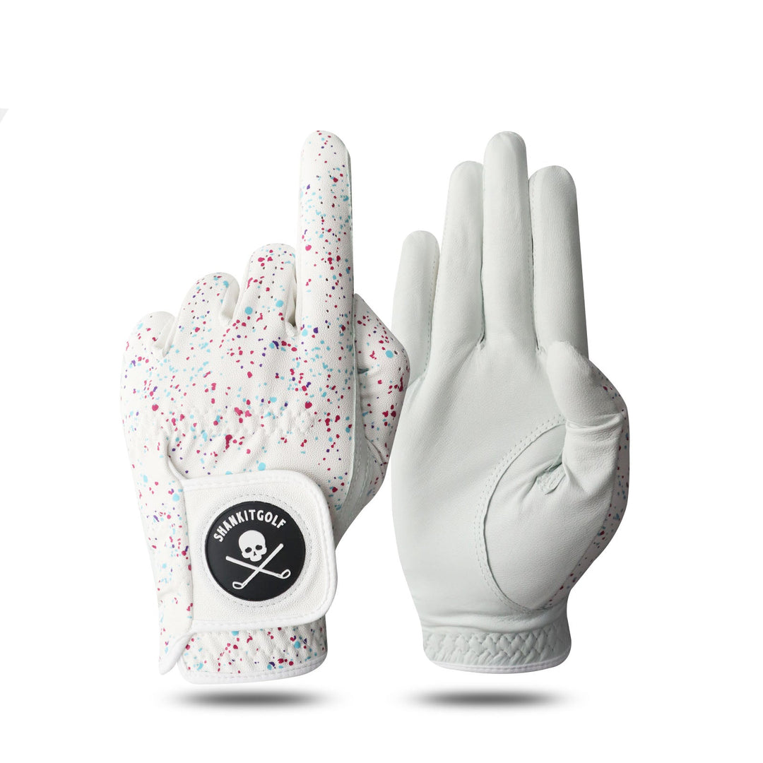 Shank it Golf White Paint Splatter Golf Glove