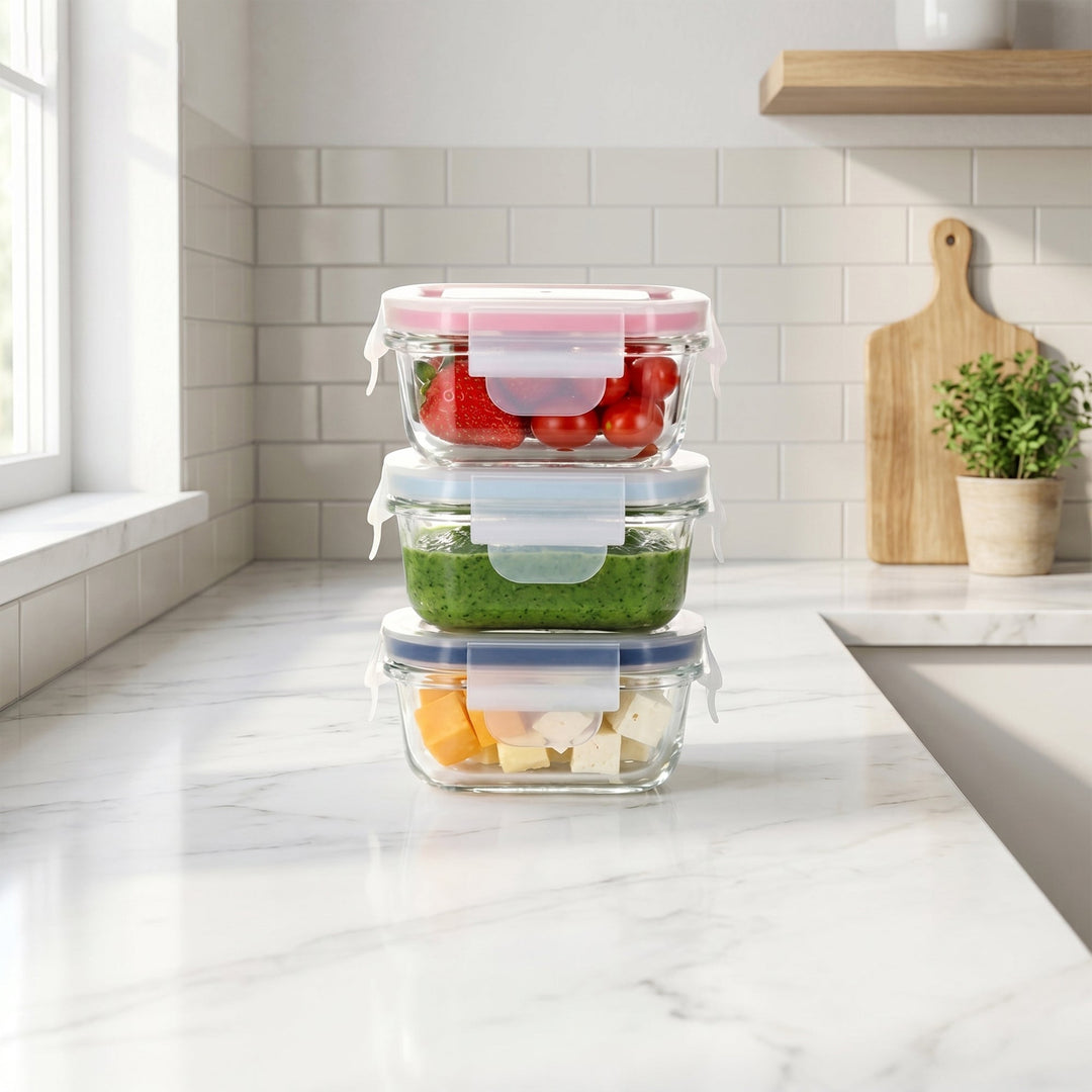 Mini Glass Container Set - Rectangular Vanilla