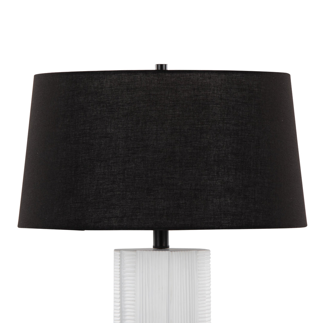 Petra 26" Contemporary Polyresin Table Lamp in Cream and Black - Set of 2