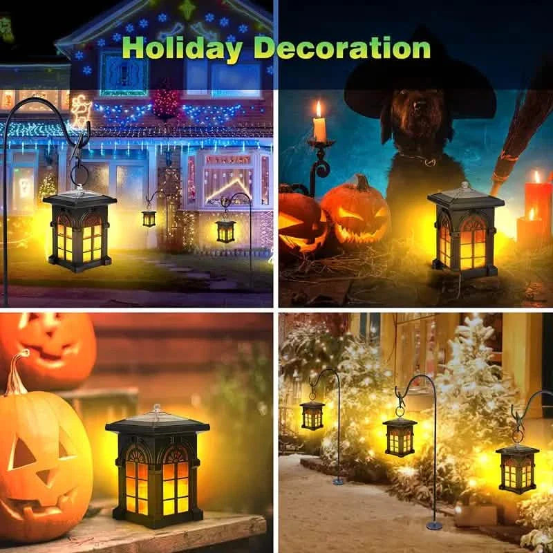 2-Pack: Waterproof Solar Outdoor Lights with Flickering Flame