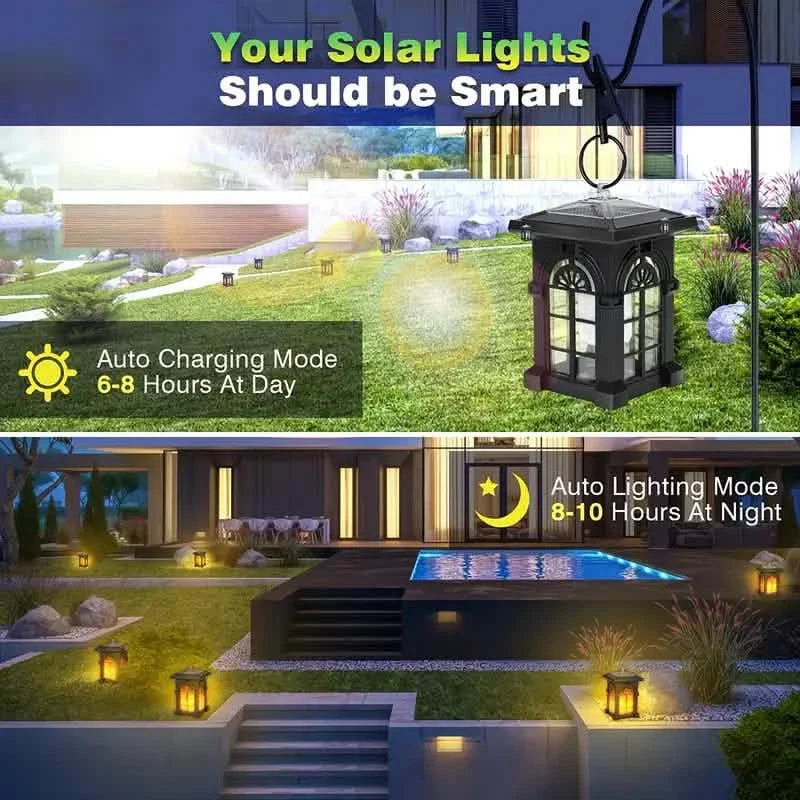 2-Pack: Waterproof Solar Outdoor Lights with Flickering Flame