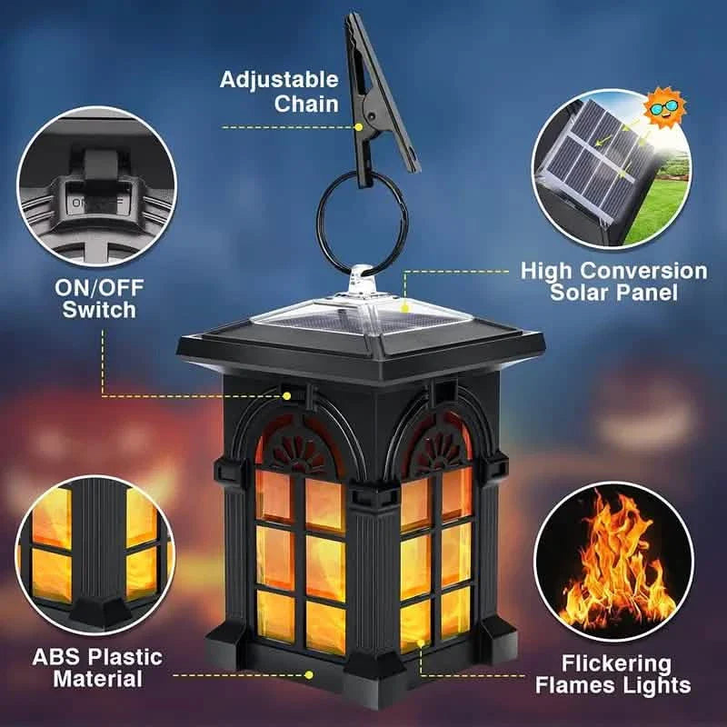 2-Pack: Waterproof Solar Outdoor Lights with Flickering Flame
