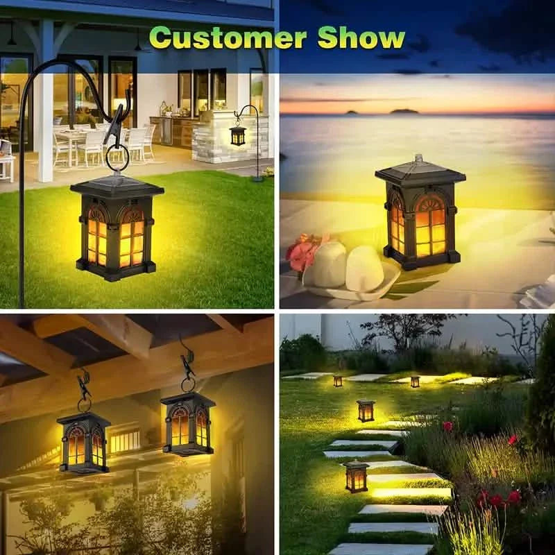 2-Pack: Waterproof Solar Outdoor Lights with Flickering Flame