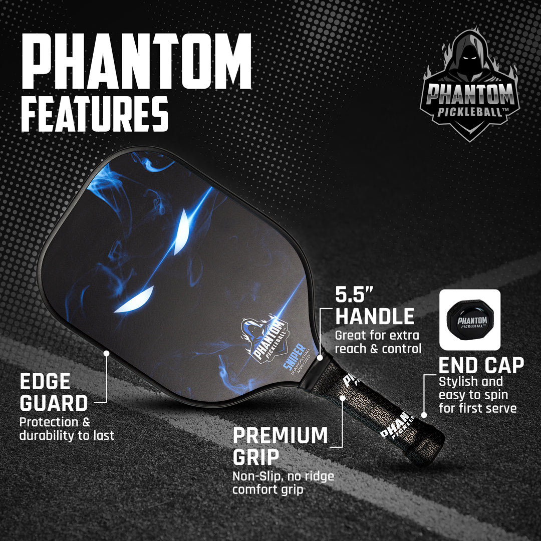 PHANTOM SNIPER 13MM T800 Carbon Fiber Pickleball Pro Paddle with Cover