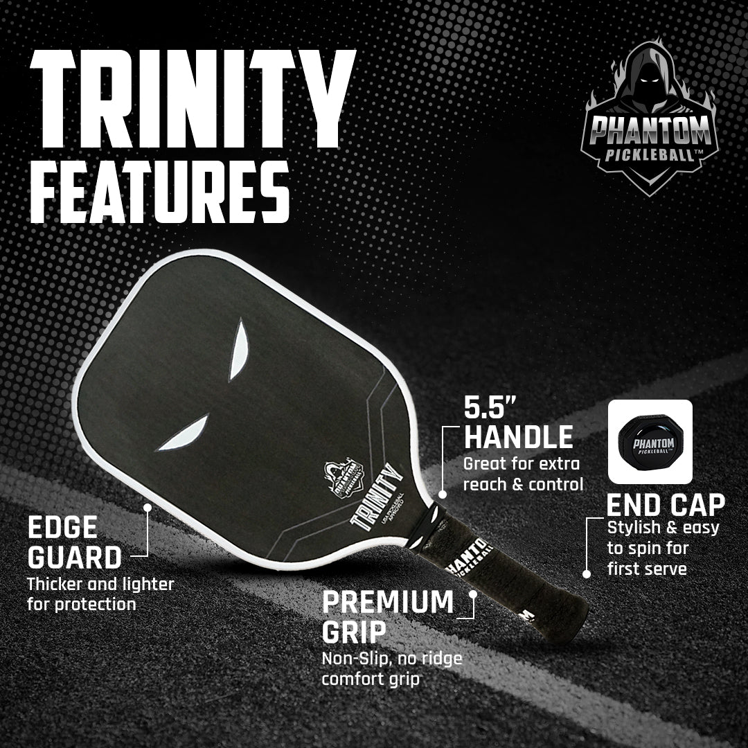 Phantom TRINITY 14MM T700 Raw Carbon Fiber Thermoformed Pro Pickleball Paddle w/ Premium Cover