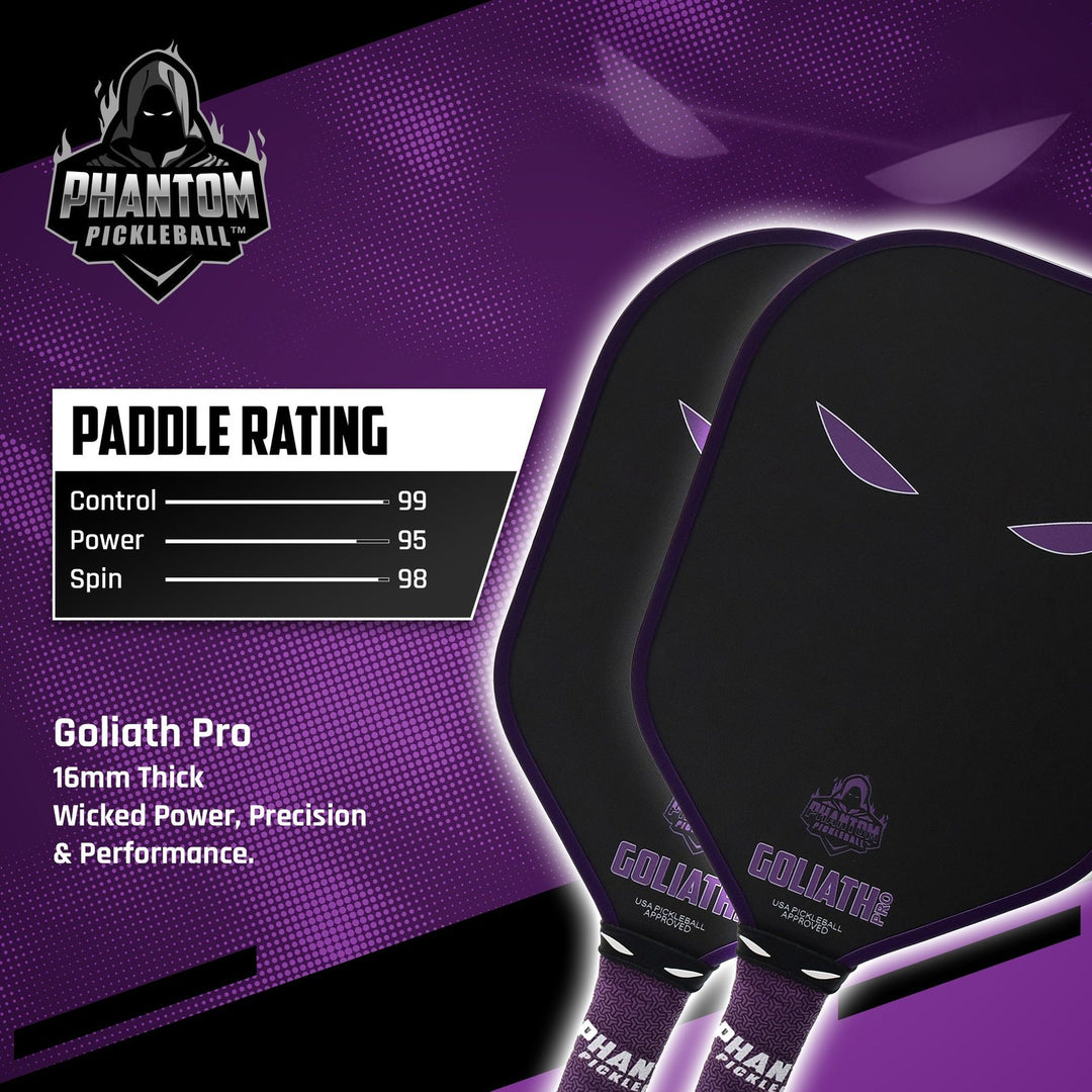 PHANTOM GOLIATH PRO 16MM T700 Raw Carbon Fiber Thermoformed Pro Pickleball Paddle w/ Premium Cover