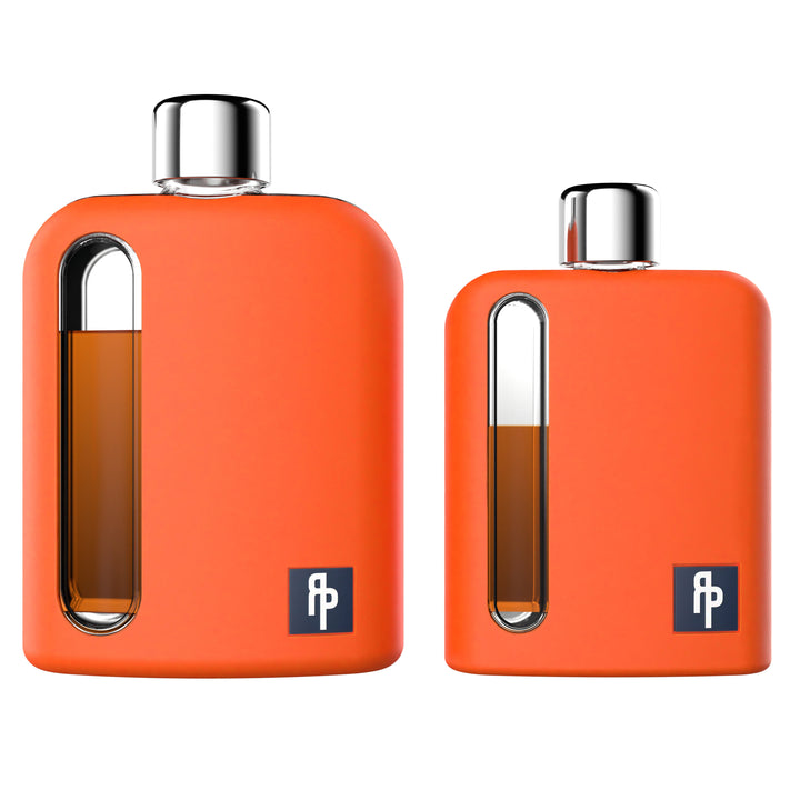 Ragproper Mile High Orange Silicone Glass Flask Gift Set Single Shot 100ml + Double Shot 240ml