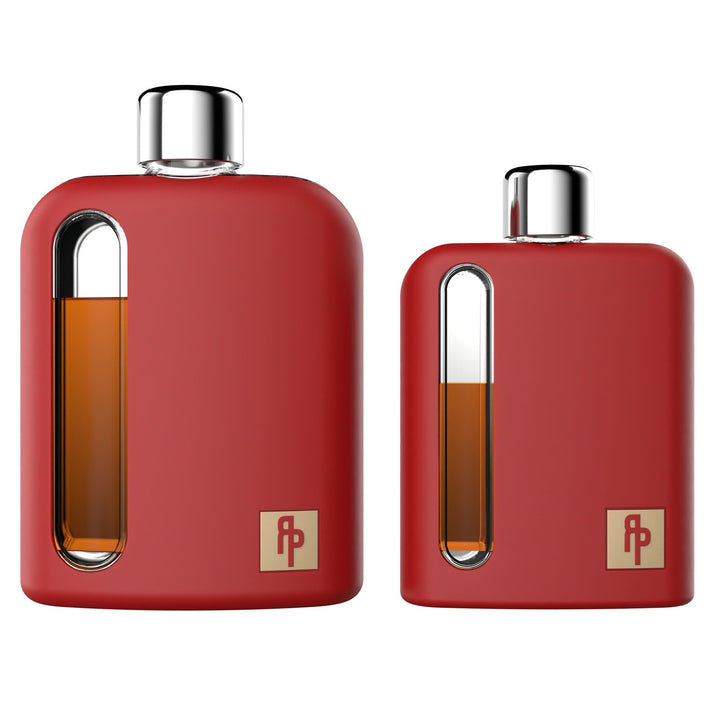 Ragproper Bayside Red Silicone Glass Flask Gift Set Single Shot 100ml + Double Shot 240ml