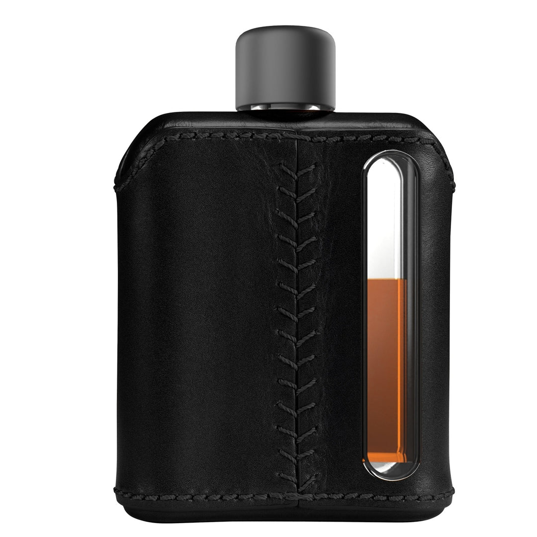 Ragproper Black Leather Glass Flask Single Shot 100mL