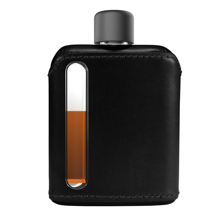 Ragproper Black Leather Glass Flask Single Shot 100mL