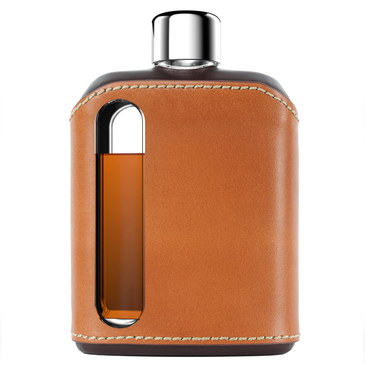 Ragproper Dark & Tan Leather Glass Flask Double Shot 240mL