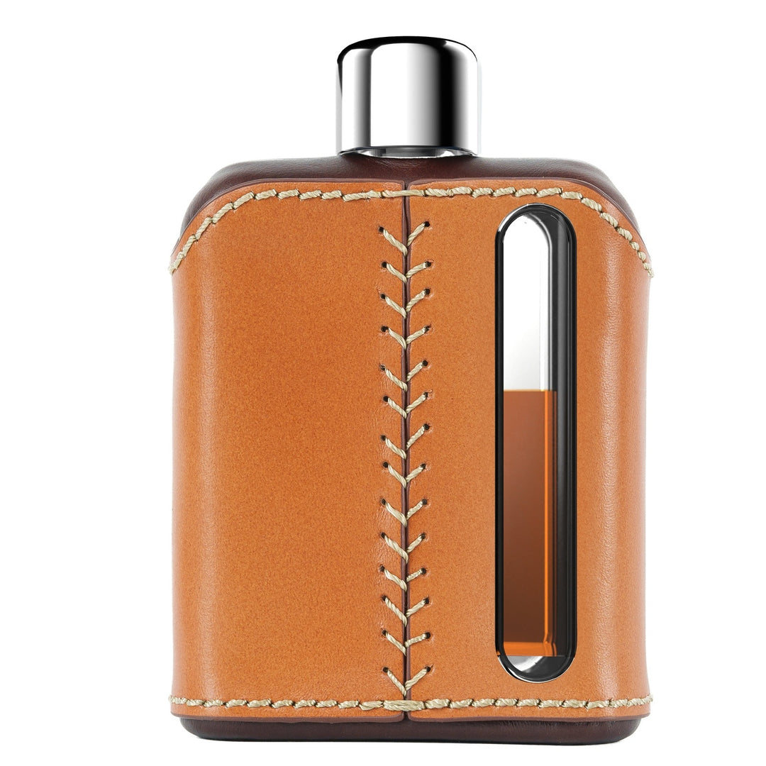 Ragproper Dark & Tan Leather Glass Flask Single Shot 100mL