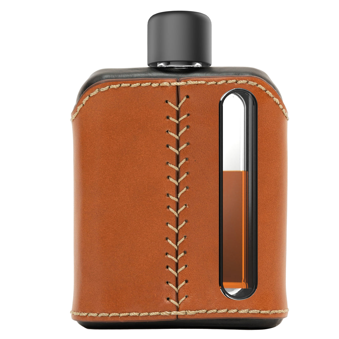 Ragproper Black & Tan Leather Glass Flask Single Shot 100mL