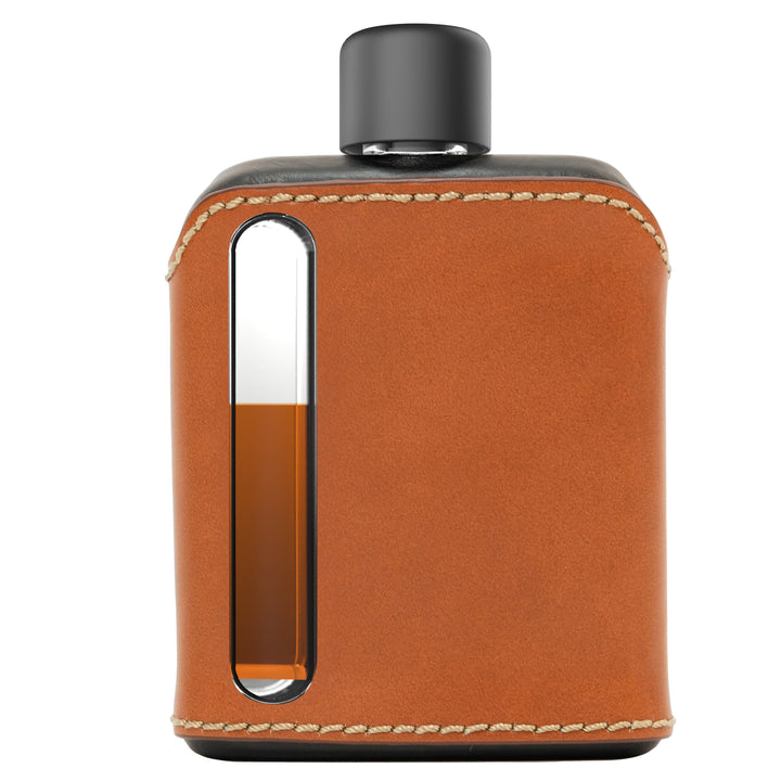 Ragproper Black & Tan Leather Glass Flask Single Shot 100mL