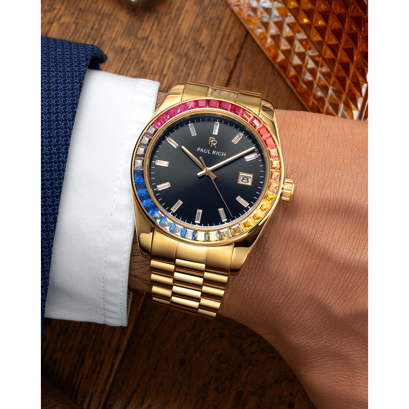 Limited Rainbow Legacy Gold Watch - Vibrant Style and Precision