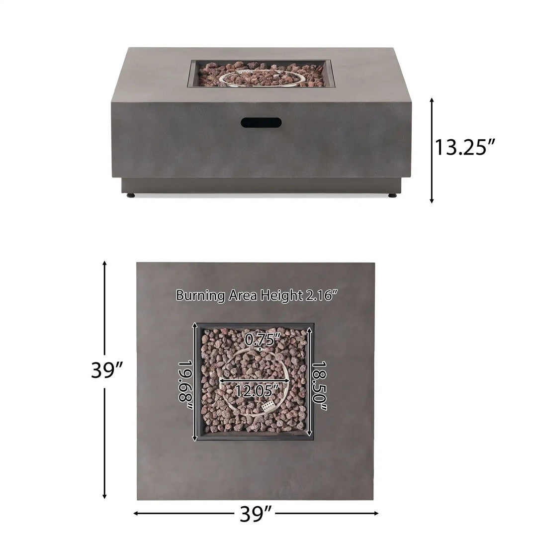 Modern Square Fire Pit With 50, 000 Btu