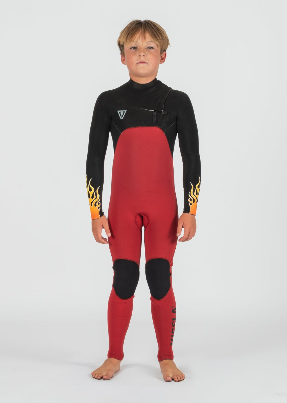 High Seas Boys Fire 3-2 Full Chest Zip Wetsuit