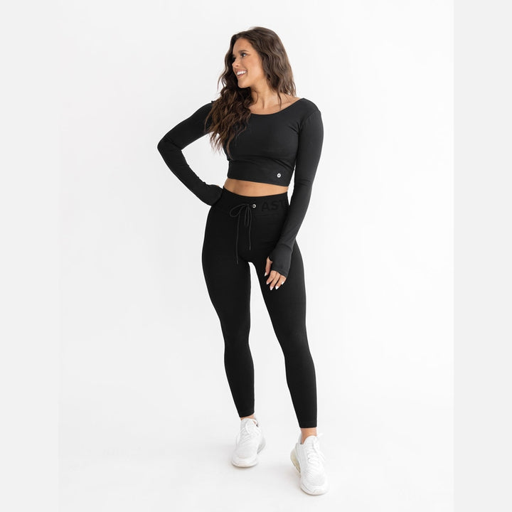 Astoria LIVE LUXE Crossed Sleeve Crop - Black