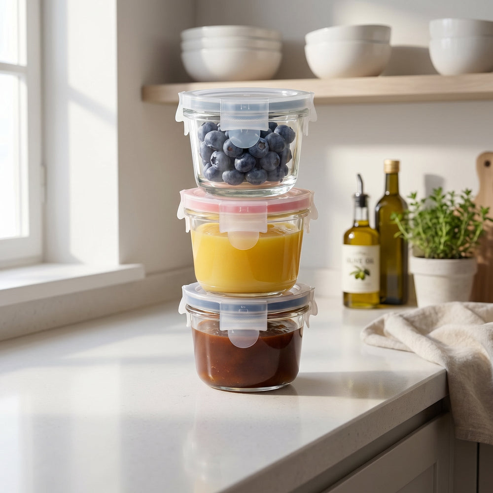 Mini Glass Container Set - Round