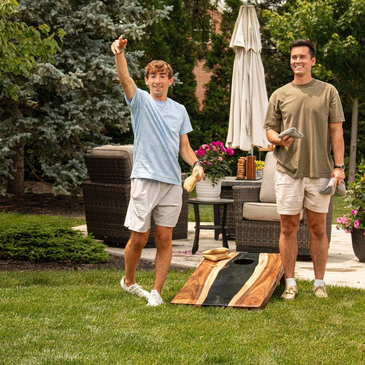 2ft x 4ft Resin & Wood Classic Cornhole Set | Live Edge River Collection