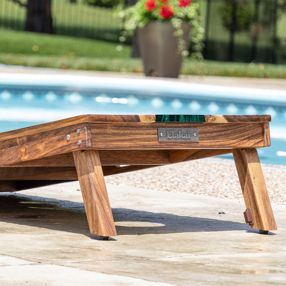 2ft x 4ft Resin & Wood Classic Cornhole Set | Live Edge River Collection