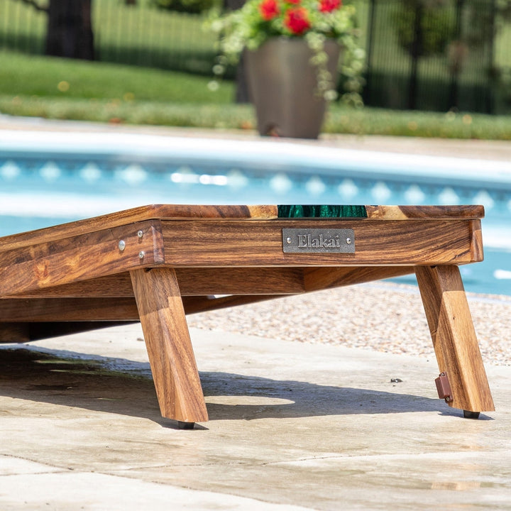 2ft x 4ft Resin & Wood Classic Cornhole Set | Live Edge River Collection