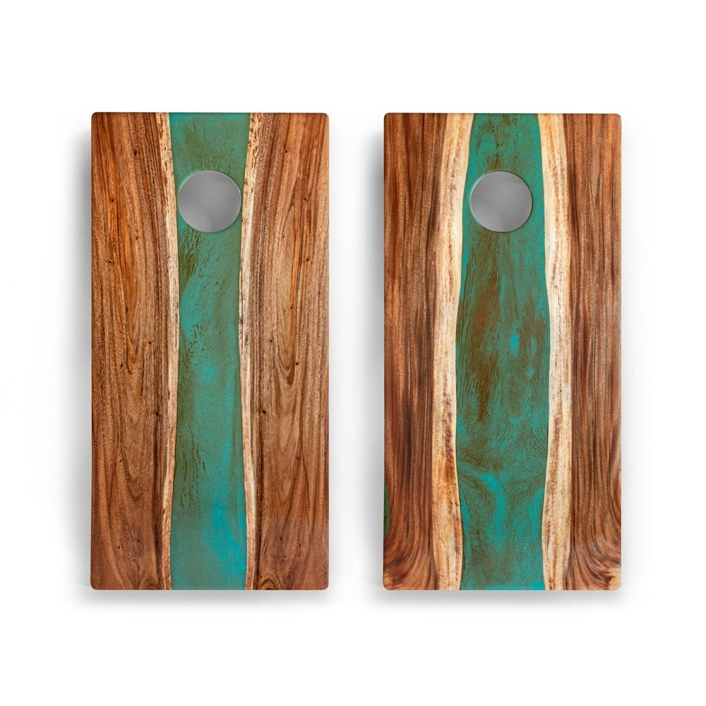 2ft x 4ft Resin & Wood Classic Cornhole Set | Live Edge River Collection