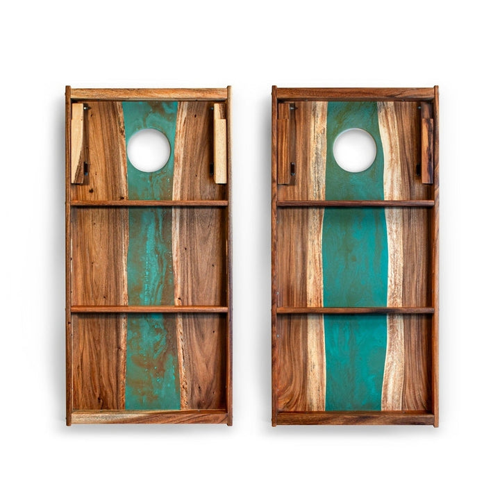 2ft x 4ft Resin & Wood Classic Cornhole Set | Live Edge River Collection