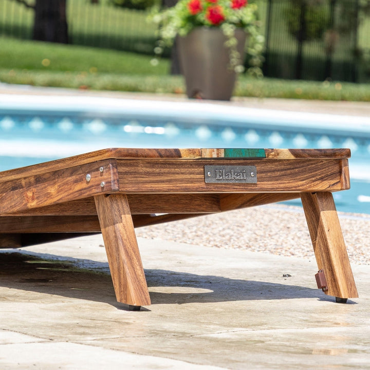 2ft x 4ft Resin & Wood Classic Cornhole Set | Live Edge River Collection