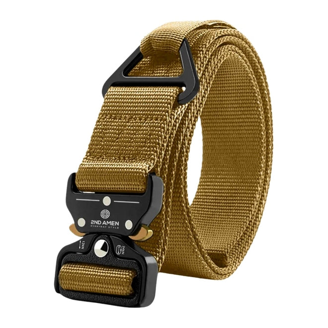 2ND AMEN 1.5" Tactical EDC Belt with Nylon Webbing. Quick Release Technology and Durable V-ring, Black.