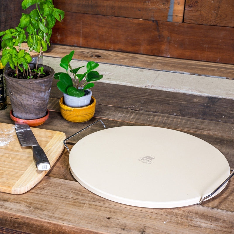 WPPO 15" Premium Pizza Baking Stone with Handles