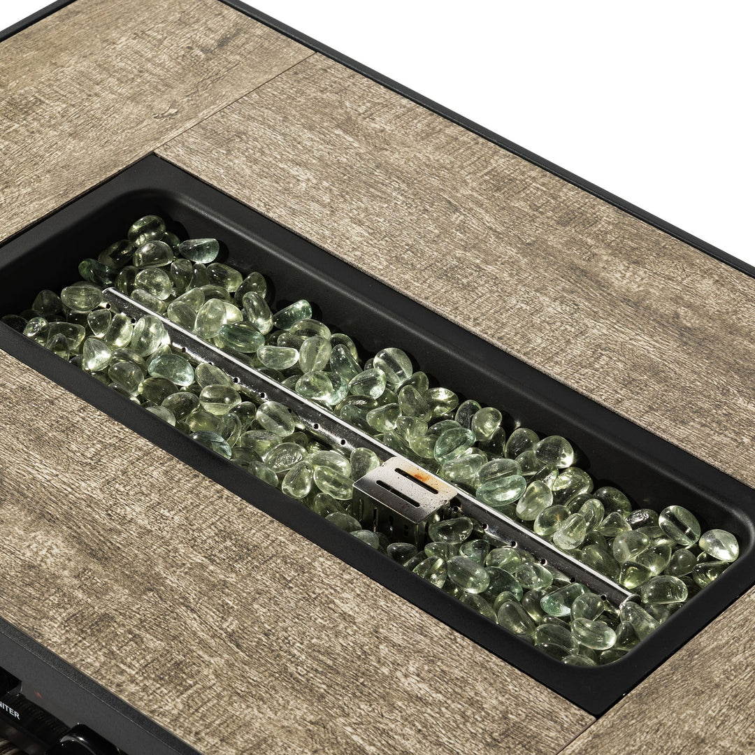 32' Propane Gas Fire Pit Table with Wicker Base and Propane Tank Cover