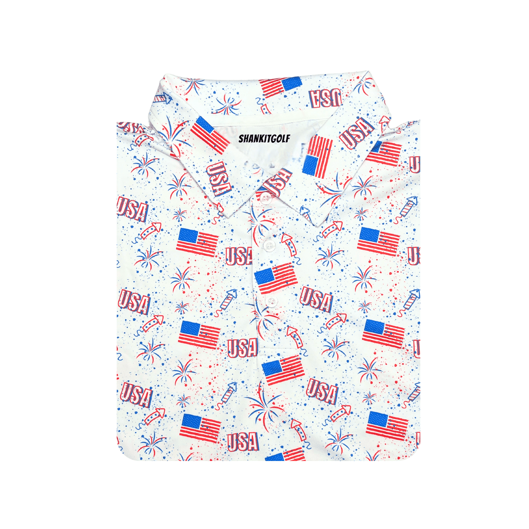 Shank it Golf Firework Splatter Polo