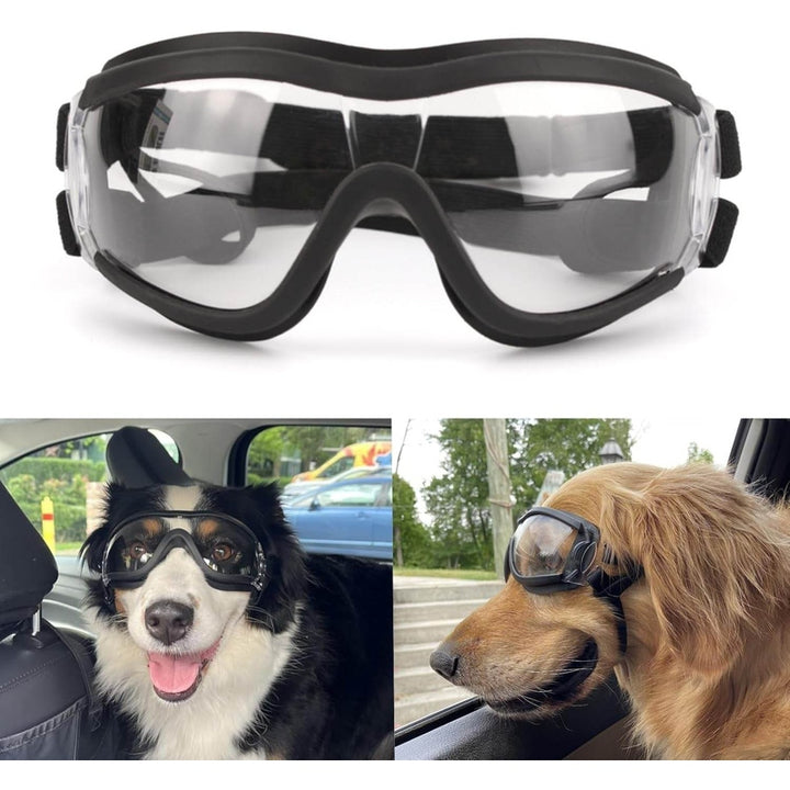 PETLESO Dog Goggles Large Breed, Large Dog Sunglasses Eye Protection for Dogs Windproof Goggles for Medium Large Dog Riding Biking Driving, Black