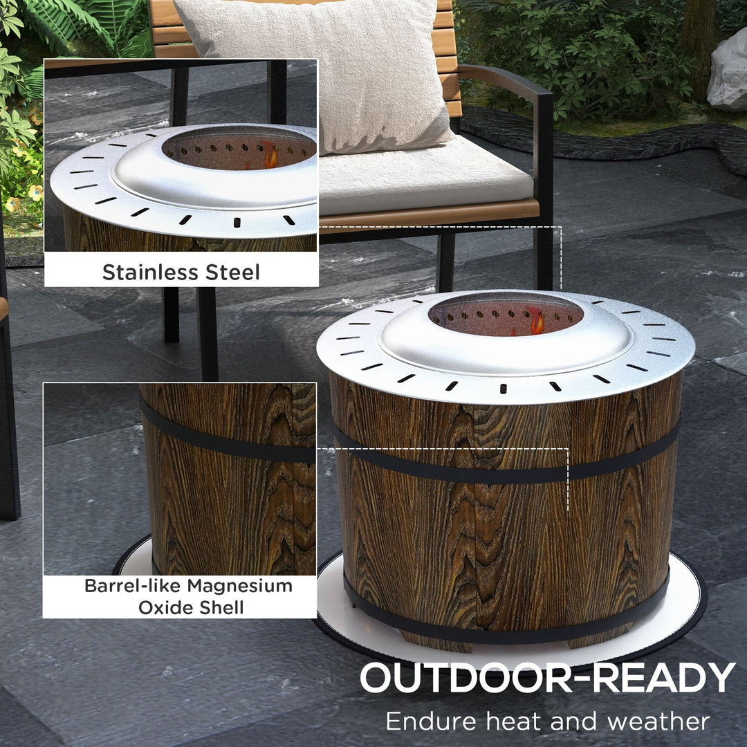 Smokeless Fire Pit with Fireproof Mat - 20.5' Barrel Style Portable Wood Burning Firepit
